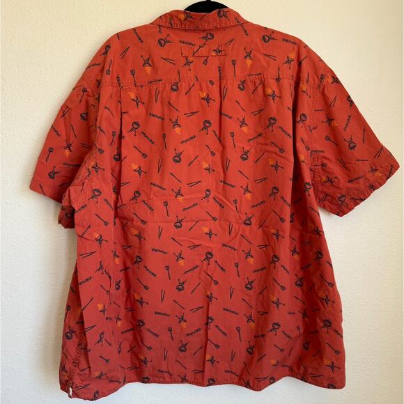 Duluth Trading Co Button-Down SS Relaxed Fit Shirt in Barbecue Master Orange - Picture 2 of 6